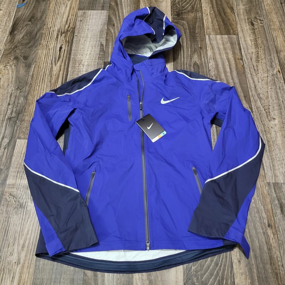 Nike Womens Hyper Shield Light Running Jacket‎ Nylon Hood Size Medium Blue